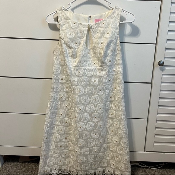 Lilly Pulitzer Nicci White Pinwheel Organza Pearl Dress - Picture 3 of 11